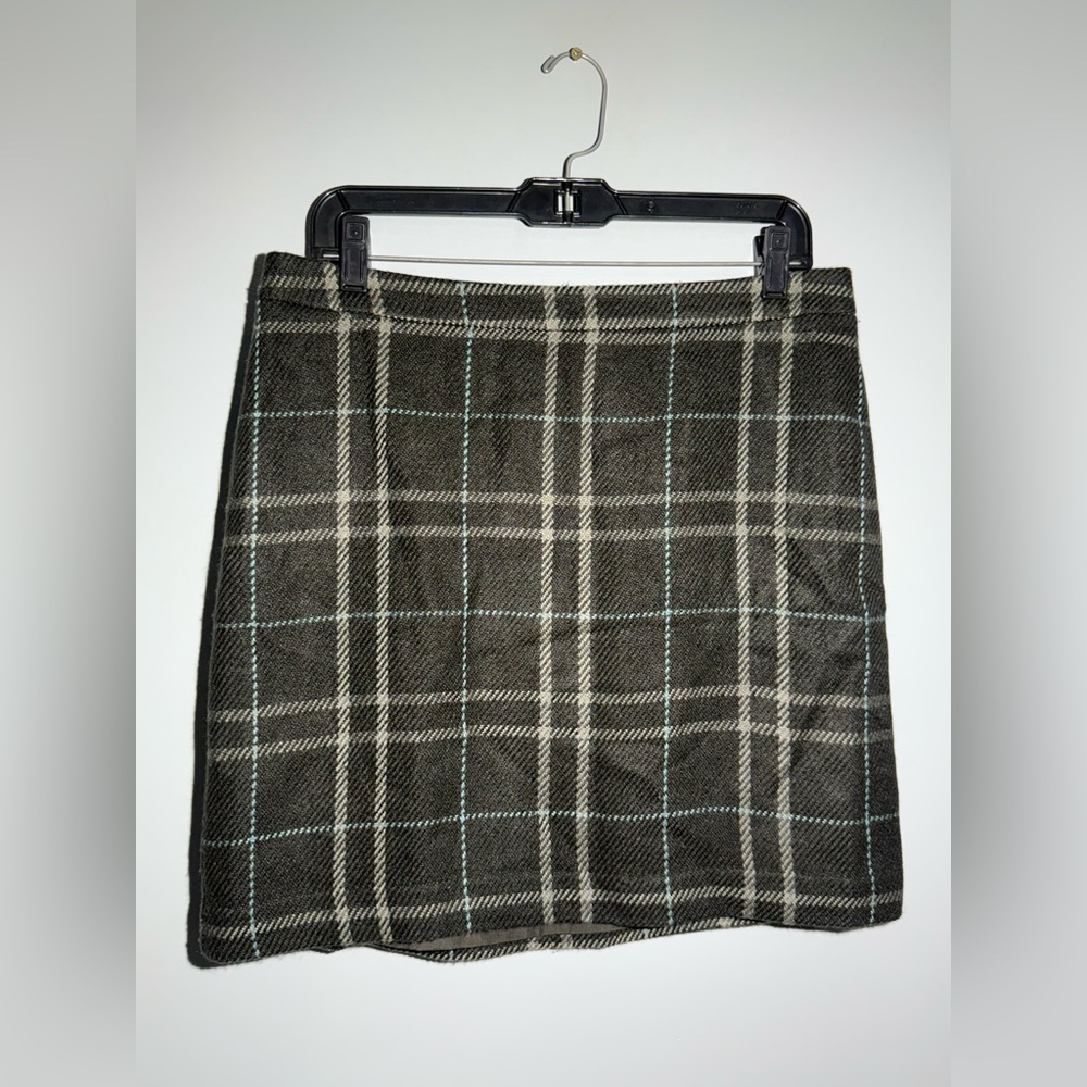 LOFT Dark Gray Plaid Mini Skirt